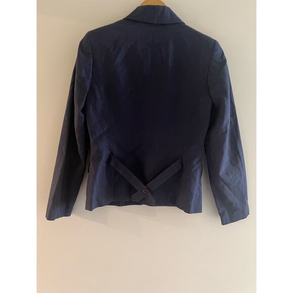Vintage Willow Ridge Linen Cotton Women's One Button Blazer Blue Size 6 JL - Picture 5 of 7